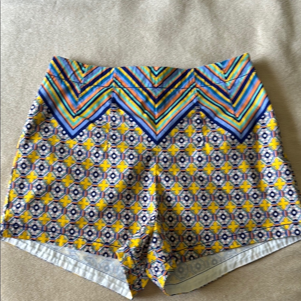 Anthropologie High Waist Yellow and Blue Shorts
